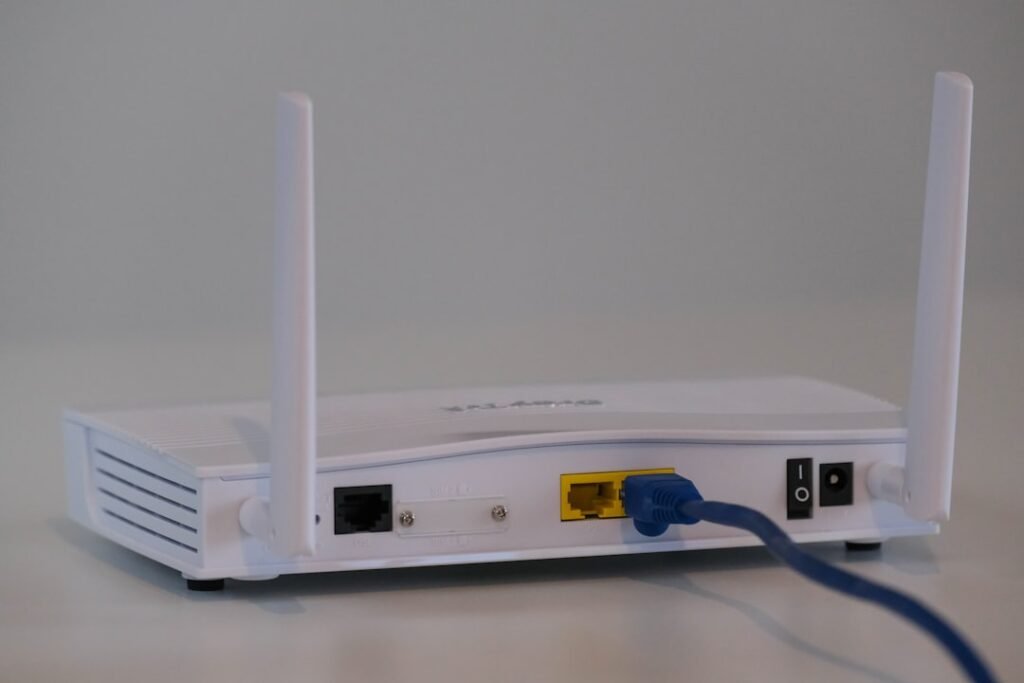 Home internet router with Ethernet cable for Android Wi-Fi troubleshooting