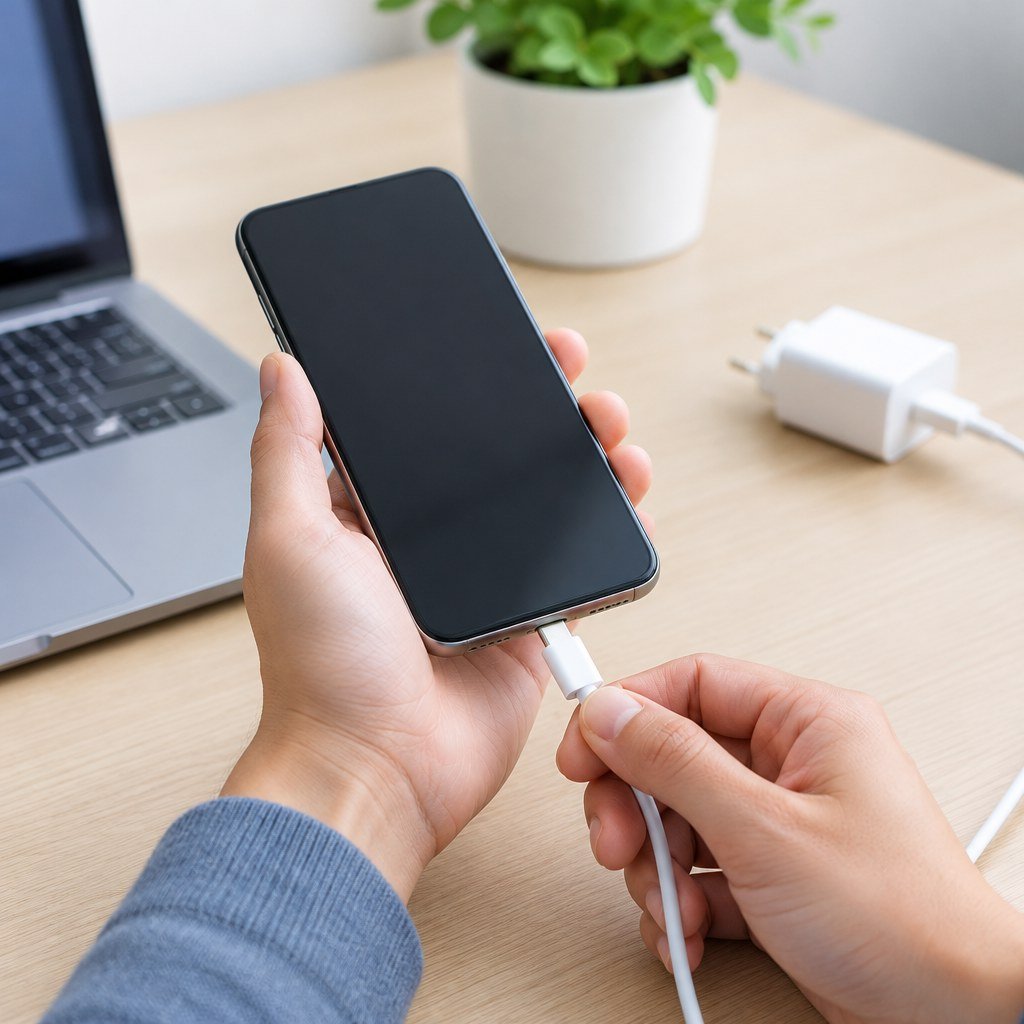 Smartphone fast charging troubleshooting with charger and cable